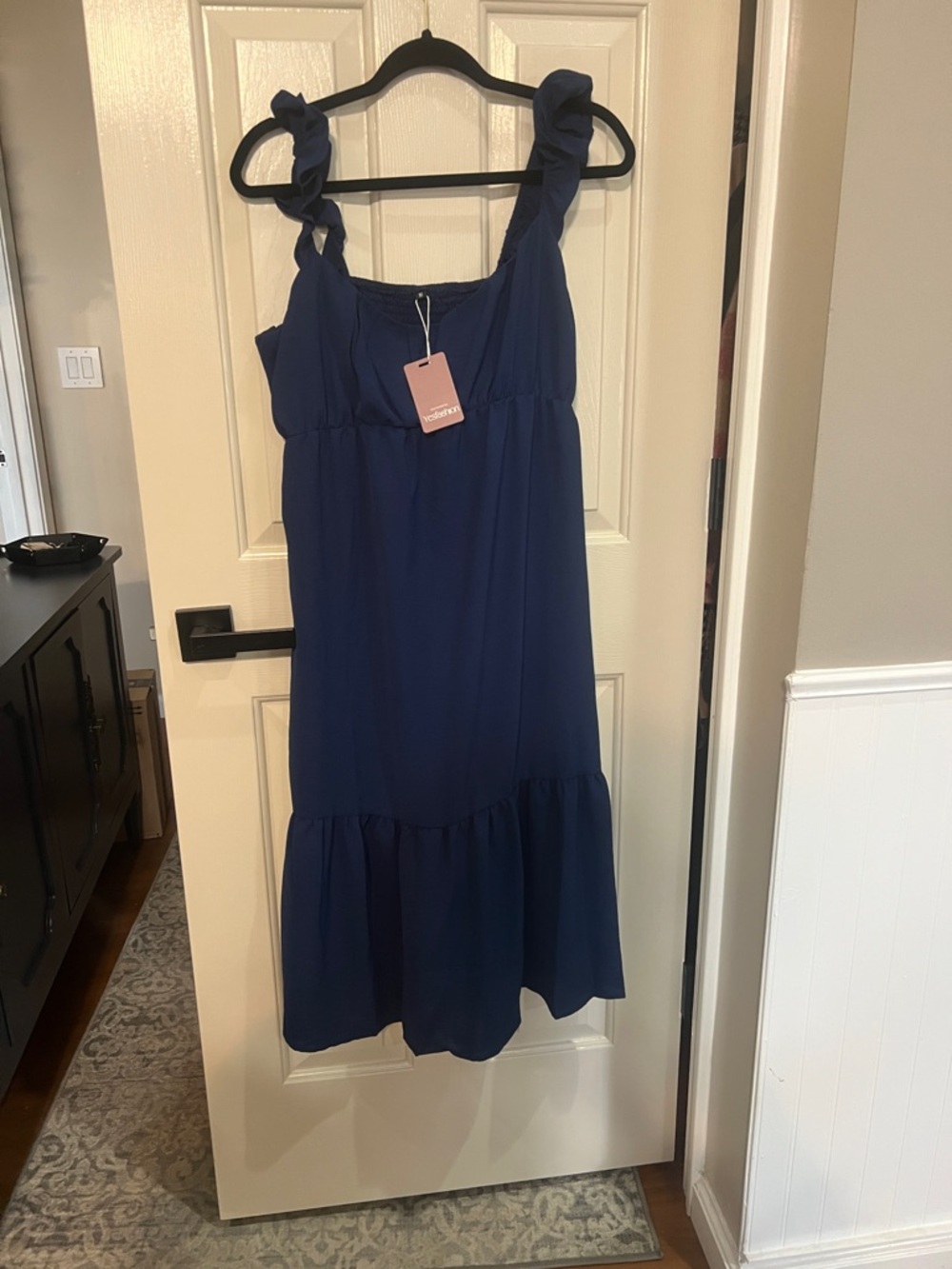 Ruffled Strap Navy Maxi Dress